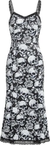 Floerns Women's Goth Skull Print Lace Trim Cami Dress Sleeveless Slim Midi Dresses in Saudi Arabia