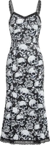Floerns Women's Goth Skull Print Lace Trim Cami Dress Sleeveless Slim Midi Dresses in Saudi Arabia