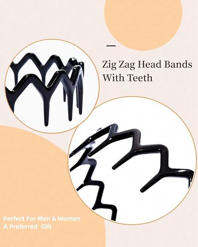 Kayouhua مجموعتان من عصابات الرأس السوداء المتعرجة للنساء، عصابة رأس بلاستيكية متعرجة، مشط شعر على شكل أسنان القرش، عصابة رأس، إكسسوارات للشعر للنساء والرجال، غسل الوجه in Kuwait