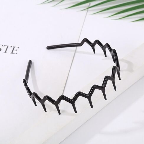 Kayouhua مجموعتان من عصابات الرأس السوداء المتعرجة للنساء، عصابة رأس بلاستيكية متعرجة، مشط شعر على شكل أسنان القرش، عصابة رأس، إكسسوارات للشعر للنساء والرجال، غسل الوجه in Kuwait