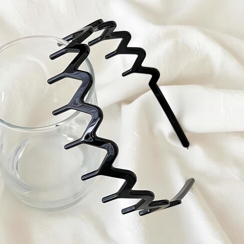 Kayouhua مجموعتان من عصابات الرأس السوداء المتعرجة للنساء، عصابة رأس بلاستيكية متعرجة، مشط شعر على شكل أسنان القرش، عصابة رأس، إكسسوارات للشعر للنساء والرجال، غسل الوجه in Kuwait