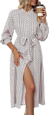 Women Spring Fall Long Dresses, Sexy Band Neck Split Leg Dress, Casual Wedding Guest Party Engagement Bodycon Dress in Saudi Arabia