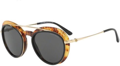 Giorgio Armani AR6055F - 302187 Sunglasses Gold/Black / Amber w/Grey Lens 54mm in Kuwait