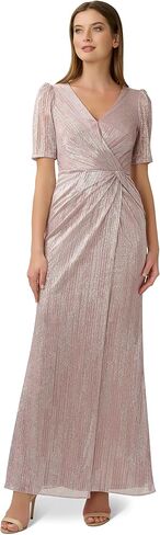 Adrianna Papell Women's Foiled Mesh Draped Gown in Saudi Arabia