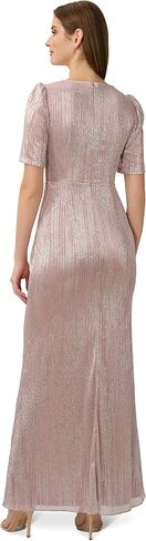 Adrianna Papell Women's Foiled Mesh Draped Gown in Saudi Arabia