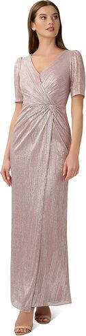 Adrianna Papell Women's Foiled Mesh Draped Gown in Saudi Arabia