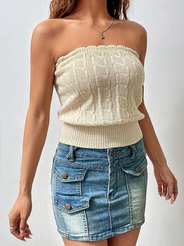 SweatyRocks Women's Floral Printed Strapless Boho Bandeau Top Ruffle Hem Crop Tube Tops in Saudi Arabia