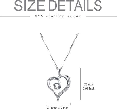 Natural Diamond Heart Pendant Necklaces for Women Sterling Silver, Fine Jewelry for Wife Girlfriend, Love Gifts for Her (0.15ct) 16"-18" in Saudi Arabia