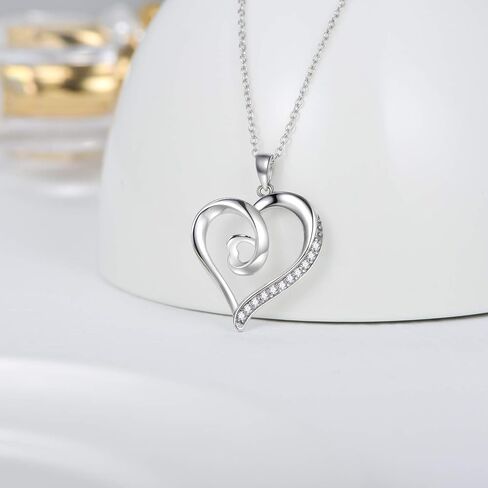Natural Diamond Heart Pendant Necklaces for Women Sterling Silver, Fine Jewelry for Wife Girlfriend, Love Gifts for Her (0.15ct) 16"-18" in Saudi Arabia