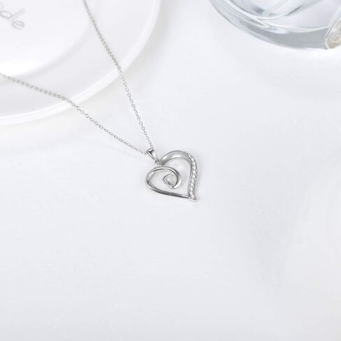 Natural Diamond Heart Pendant Necklaces for Women Sterling Silver, Fine Jewelry for Wife Girlfriend, Love Gifts for Her (0.15ct) 16"-18" in Saudi Arabia