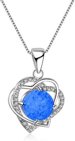 lehao Heart Shape Pendant Necklace Round Opal Necklace Wedding Anniversary Jewelry Best Gift for Women in Saudi Arabia