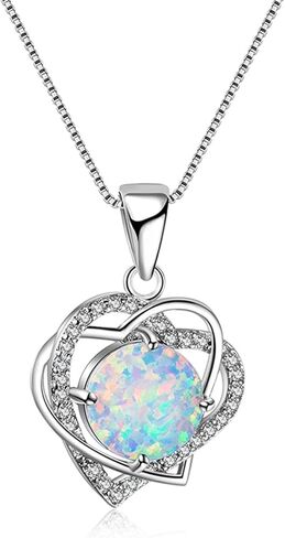 lehao Heart Shape Pendant Necklace Round Opal Necklace Wedding Anniversary Jewelry Best Gift for Women in Saudi Arabia