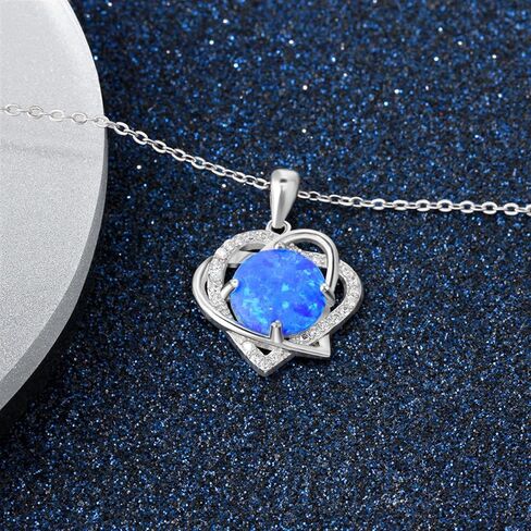 lehao Heart Shape Pendant Necklace Round Opal Necklace Wedding Anniversary Jewelry Best Gift for Women in Saudi Arabia