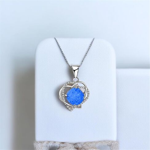 lehao Heart Shape Pendant Necklace Round Opal Necklace Wedding Anniversary Jewelry Best Gift for Women in Saudi Arabia