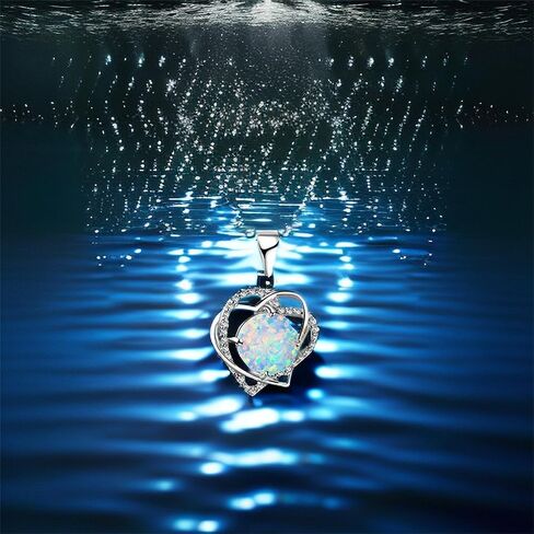 lehao Heart Shape Pendant Necklace Round Opal Necklace Wedding Anniversary Jewelry Best Gift for Women in Saudi Arabia
