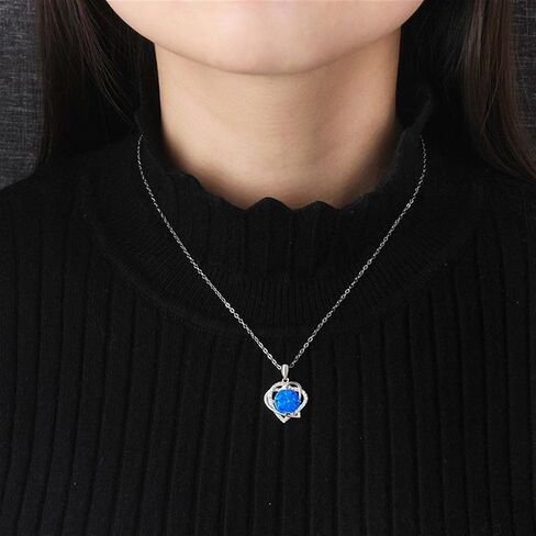 lehao Heart Shape Pendant Necklace Round Opal Necklace Wedding Anniversary Jewelry Best Gift for Women in Saudi Arabia