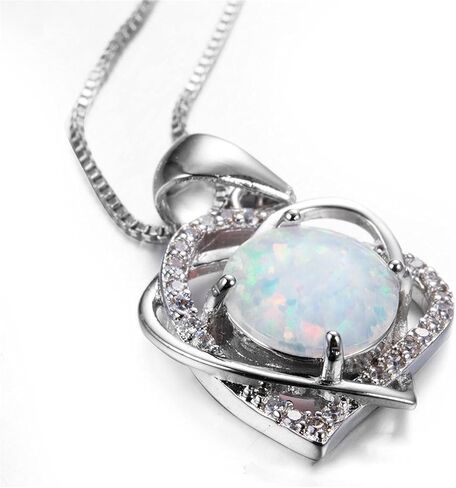 lehao Heart Shape Pendant Necklace Round Opal Necklace Wedding Anniversary Jewelry Best Gift for Women in Saudi Arabia