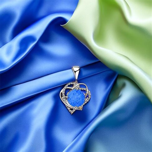 lehao Heart Shape Pendant Necklace Round Opal Necklace Wedding Anniversary Jewelry Best Gift for Women in Saudi Arabia
