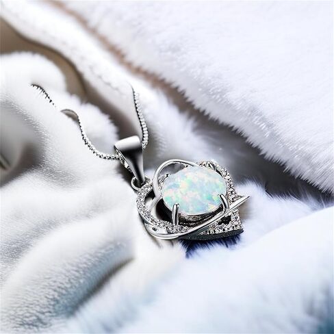 lehao Heart Shape Pendant Necklace Round Opal Necklace Wedding Anniversary Jewelry Best Gift for Women in Saudi Arabia
