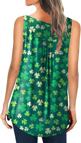HAHIYOR Womens Tank Tops Summer Sleeveless Henley Shirts Flowy Pleated V-Neck Tunics Tee in Saudi Arabia
