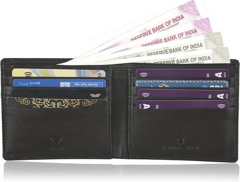 ويليارت محفظة ثنائية الطي للرجال بتقنية تحديد الهوية بموجات الراديو | محفظة جلدية للرجال بتقنية حجب تحديد الهوية بموجات الراديو | جلد طبيعي | سعة اضافية، بني، مقاس M، AKBRWR01، بني، مقاس M، جلد ناعم in Saudi Arabia