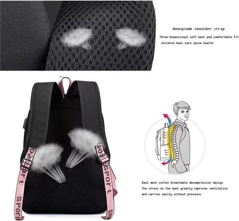 IHGKX Cartoon Backpack with USB Charging Port and Headphone Port Anime Lightweight Laptop Bag in Saudi Arabia