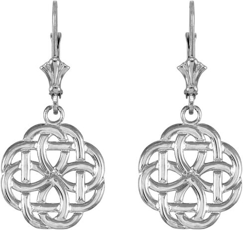 14k White Gold Triquetra Celtic Trinity Dangle Earrings in Saudi Arabia