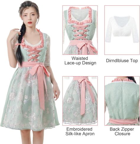 أزياء مهرجان أكتوبر للنساء فستان ديرتل البافاري فساتين ألمانية أزياء بافارية فستان ديرتل برباط للنساء in Kuwait