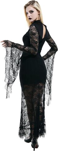Gothic Punk Women Dress High Collar Lace Long Sleeve Back Hollow Dress Outfit in Saudi Arabia