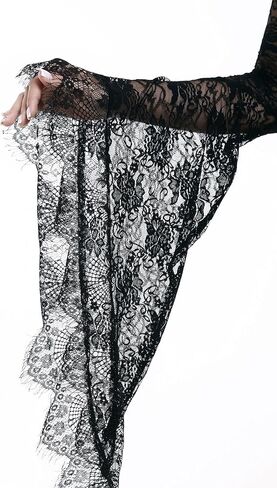 Gothic Punk Women Dress High Collar Lace Long Sleeve Back Hollow Dress Outfit in Saudi Arabia