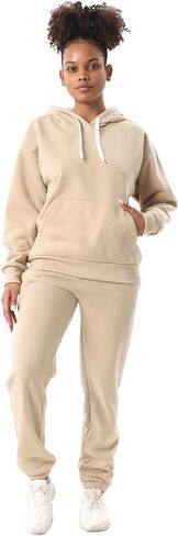 LeeHanTon Matching Sets for Women Comfy Cozy Sweat Sets Pullover Hoody Sweatshirts and Long Pants Tracksuit Sets in Saudi Arabia