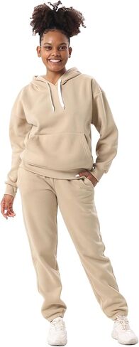 LeeHanTon Matching Sets for Women Comfy Cozy Sweat Sets Pullover Hoody Sweatshirts and Long Pants Tracksuit Sets in Saudi Arabia