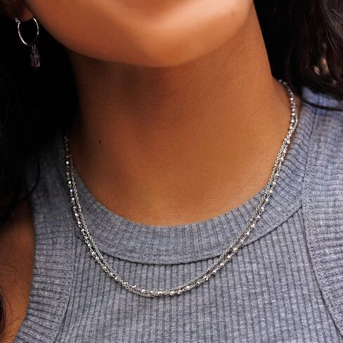 Pura Vida 14" Silver Orbit Choker Necklace - Handmade Statement Necklace, Layered Necklace with Silver Chain - Silver Necklace for Women, Necklaces for Teen Girls, Boho Jewelry for Women - 3" Extender in Saudi Arabia