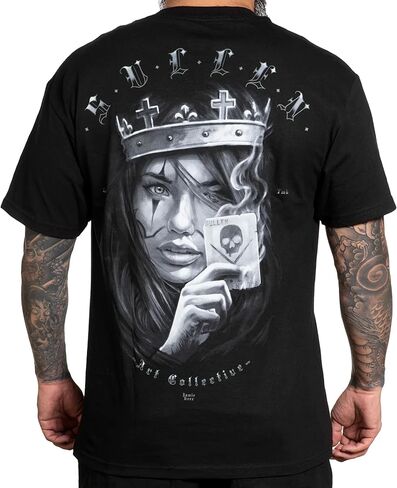 تي شيرت Sullen الرجالي Queen of Diamond Tattoo Skull Lifestyle Graphic Standard مناسب بأكمام قصيرة تي شيرت للرجال in Kuwait