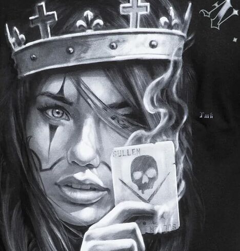 تي شيرت Sullen الرجالي Queen of Diamond Tattoo Skull Lifestyle Graphic Standard مناسب بأكمام قصيرة تي شيرت للرجال in Kuwait