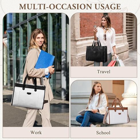 Chase Chic Laptop Bag for Women, Canvas Tote Bag for Work Lady 15.6 Inch Computer Shoulder Bag for College,Office in Kuwait