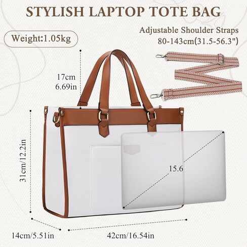 Chase Chic Laptop Bag for Women, Canvas Tote Bag for Work Lady 15.6 Inch Computer Shoulder Bag for College,Office in Kuwait