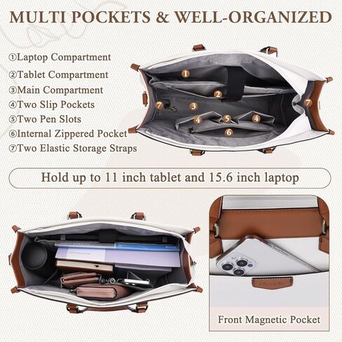 Chase Chic Laptop Bag for Women, Canvas Tote Bag for Work Lady 15.6 Inch Computer Shoulder Bag for College,Office in Kuwait