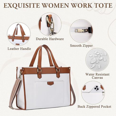 Chase Chic Laptop Bag for Women, Canvas Tote Bag for Work Lady 15.6 Inch Computer Shoulder Bag for College,Office in Kuwait