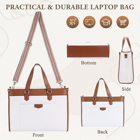 Chase Chic Laptop Bag for Women, Canvas Tote Bag for Work Lady 15.6 Inch Computer Shoulder Bag for College,Office in Kuwait
