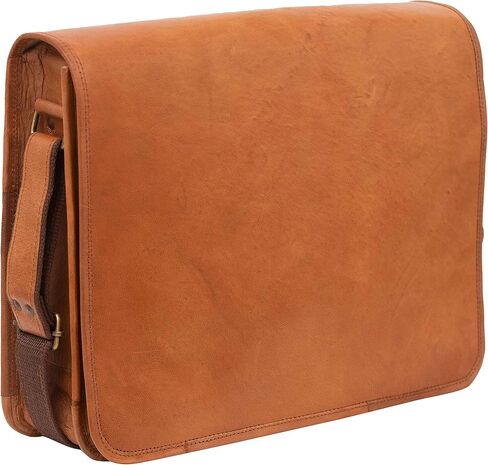 Rassy and Massy 15 INCH Vintage Crossbody Genuine Leather Laptop Messenger Bag for Men and Women in Saudi Arabia