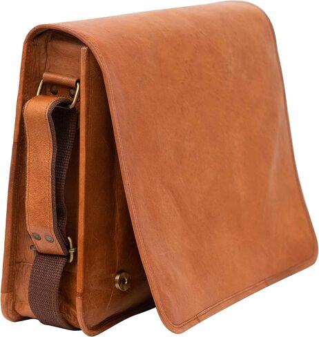 Rassy and Massy 15 INCH Vintage Crossbody Genuine Leather Laptop Messenger Bag for Men and Women in Saudi Arabia