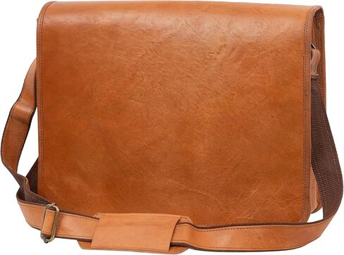 Rassy and Massy 15 INCH Vintage Crossbody Genuine Leather Laptop Messenger Bag for Men and Women in Saudi Arabia