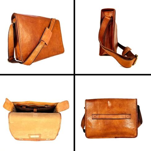 Rassy and Massy 15 INCH Vintage Crossbody Genuine Leather Laptop Messenger Bag for Men and Women in Saudi Arabia