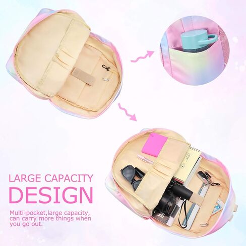 Rainbow Backpack Set 3-in-1 Kids School Bag, Laptop Backpack Lunch Bag Pencil Case Gift for Teen Girls Womens in Kuwait