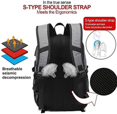 كولاكو حقيبة ظهر للسفر مقاومة للماء كبيرة رياضية لكرة السلة، حقيبة ظهر مضادة للسرقة حقيبة ظهر للعمل حقيبة ظهر يومية تناسب لابتوب 17.3 انش، رمادي in Kuwait