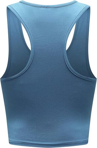 OThread & Co. Women's Basic Crop Tops Stretchy Casual Scoop Neck Racerback Sports Crop Tank Top in Saudi Arabia