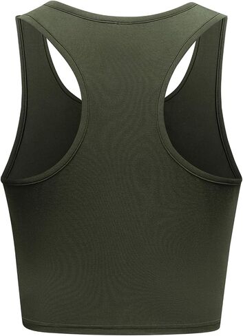 OThread & Co. Women's Basic Crop Tops Stretchy Casual Scoop Neck Racerback Sports Crop Tank Top in Kuwait