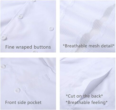 معطف الطباخ للرجال بأكمام قصيرة من Nanxson مع شبكة مسامية CFM0029 in Kuwait