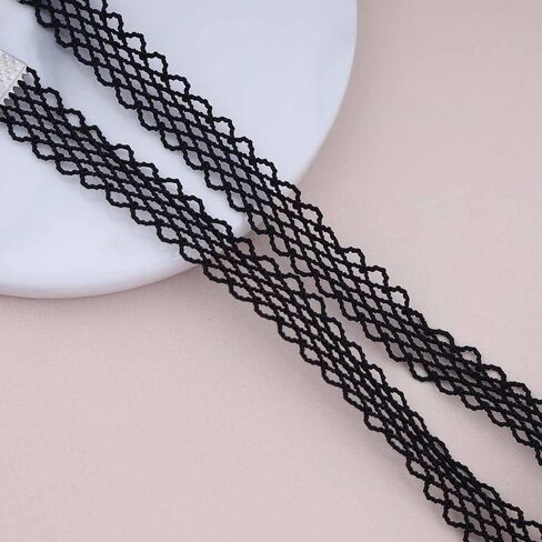 Erimberate Bohemian Black Lace Choker Necklace Silver Fish Bone Pendant Necklace Short Lace Collar Necklace Minimal Lace Fish Bone Necklace Jewelry for Women and Girls Gifts in Kuwait